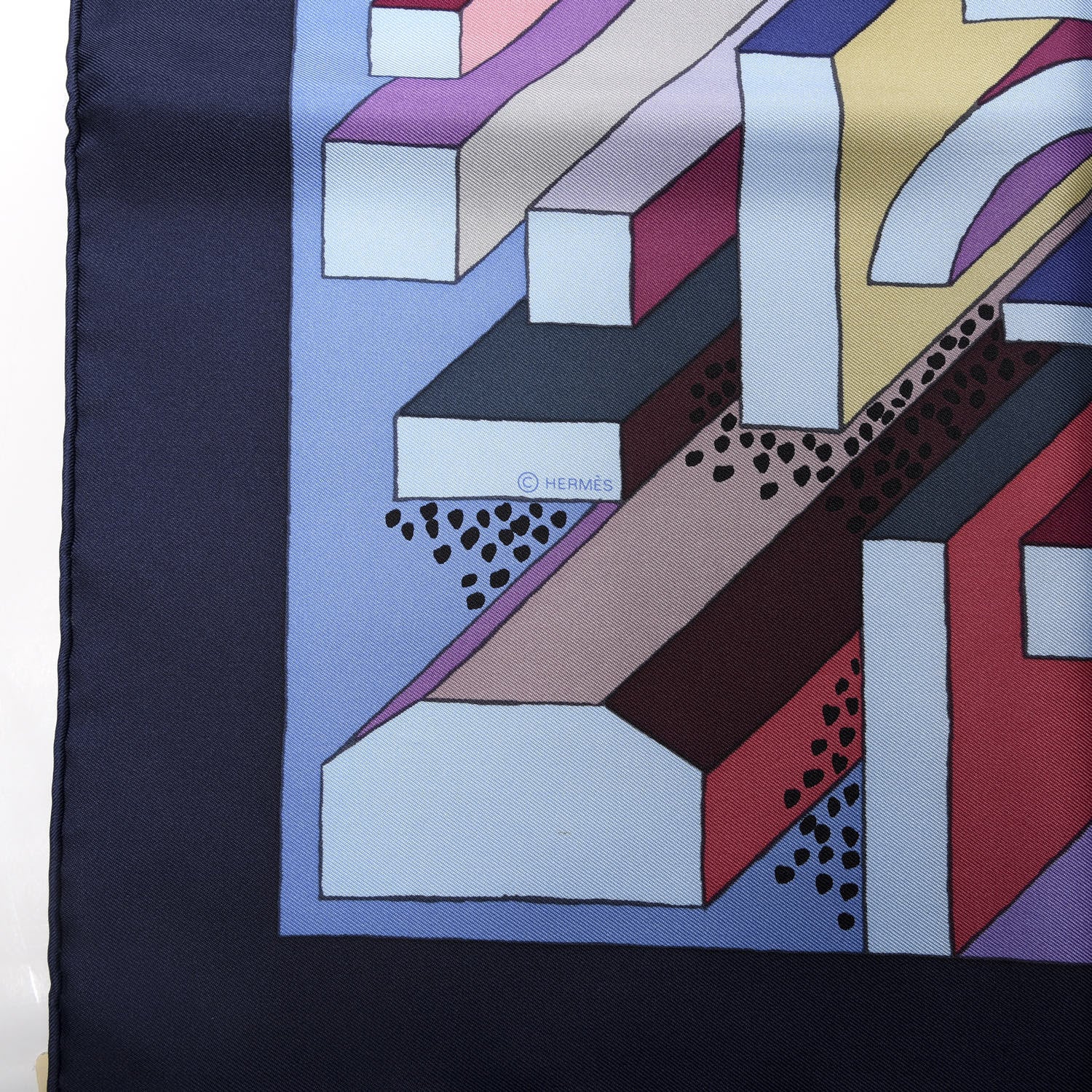 Hermes Silk On A Summer Day Scarf 90 Marine Bleu Ciel Prune 2 of 4