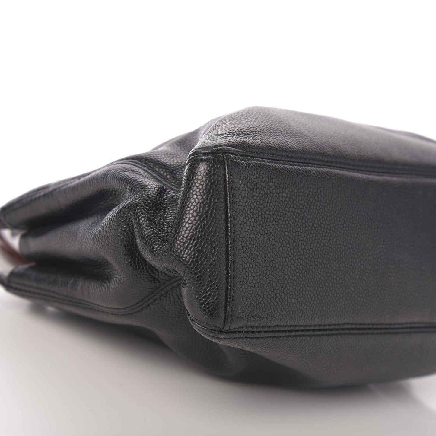 Caviar Wood Handle Handbag Black