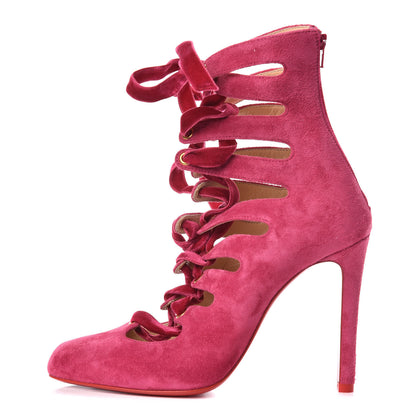 Christian Louboutin Veau Velours Spinetita 100 Ankle Boots 35.5 LouLou 1 of 8
