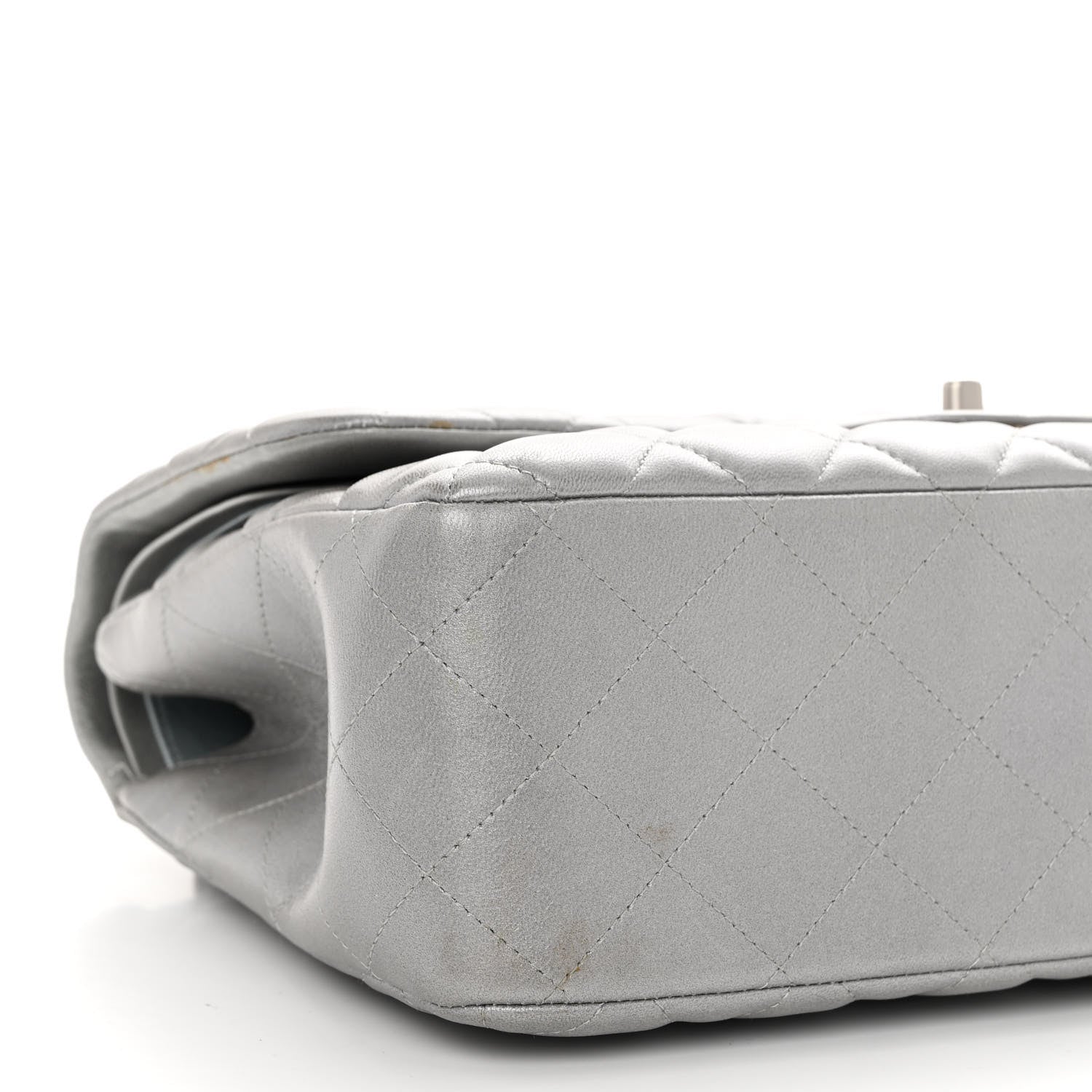 Chanel Metallic Lambskin Quilted Jumbo Double Flap Silver 9 of 12