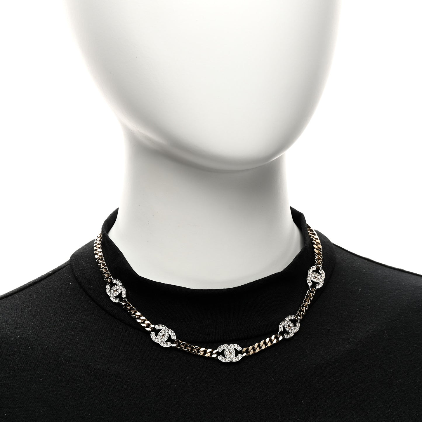 Crystal Chain CC Link Choker Gold Silver
