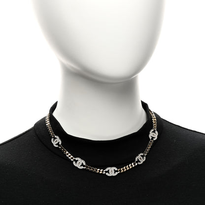 Chanel Crystal Chain CC Link Choker Gold Silver 2 of 6
