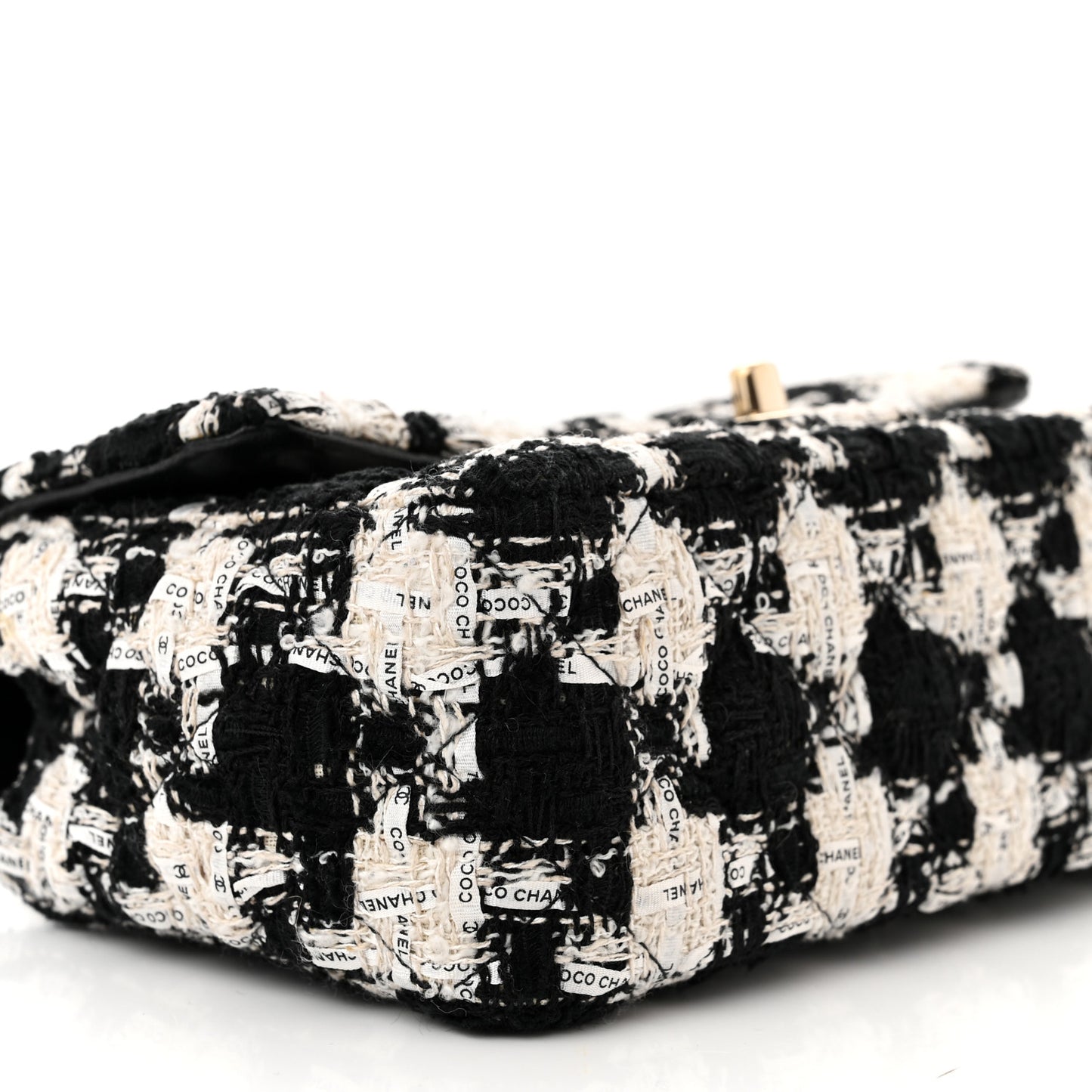 Tweed Quilted Mini Rectangular Flap Black Ecru White