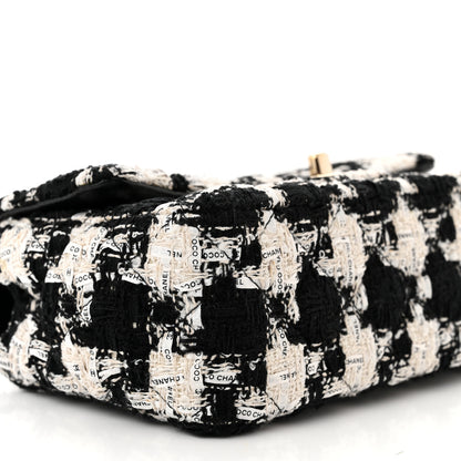 Chanel Tweed Quilted Mini Rectangular Flap Black Ecru White 9 of 11