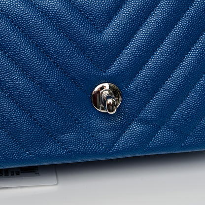 Chanel Caviar Chevron Quilted Mini Rectangular Flap Blue 5 of 8