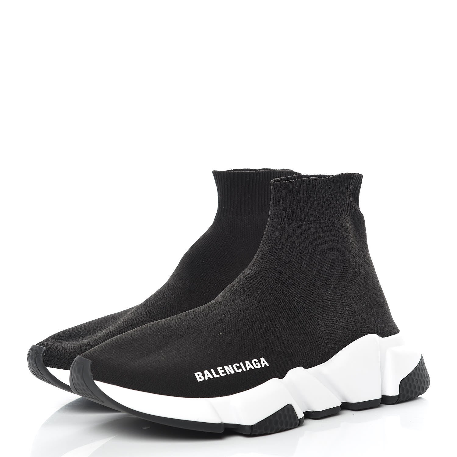 Balenciaga Neoprene Knit Womens Speed Sneakers 35 Black White 3 of 8