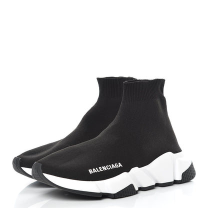 Balenciaga Neoprene Knit Womens Speed Sneakers 35 Black White 3 of 8
