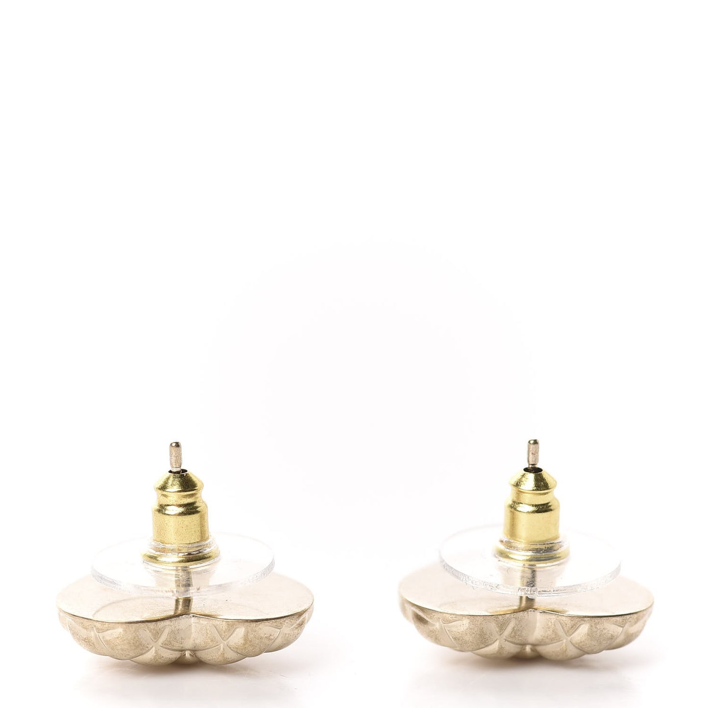 Quilted CC Heart Earrings Gold