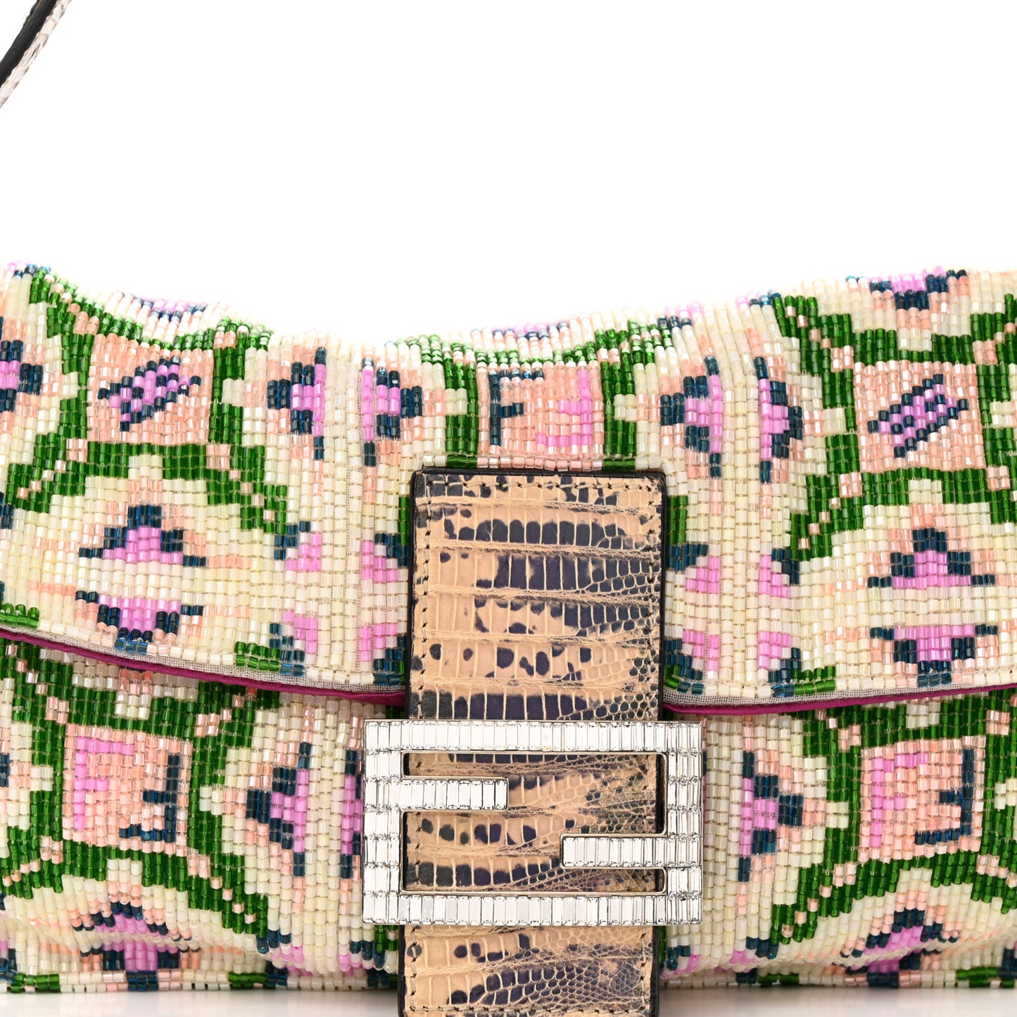 Lizard Beaded Crystal Baguette Multicolor