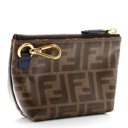 Fendi Glazed Fabric Vitello Century FF 1974 Mania Beauty Pouch Mogano Panna Blueberry 3 of 7