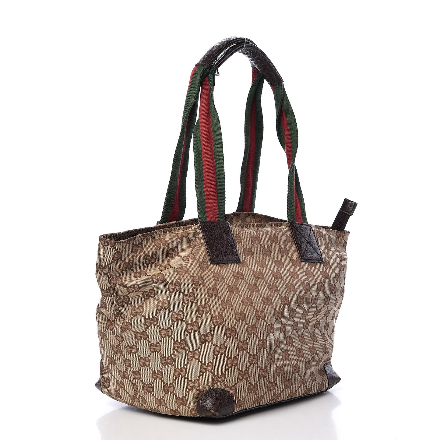 GG Monogram Medium Web Handle Bucket Tote Dark Brown