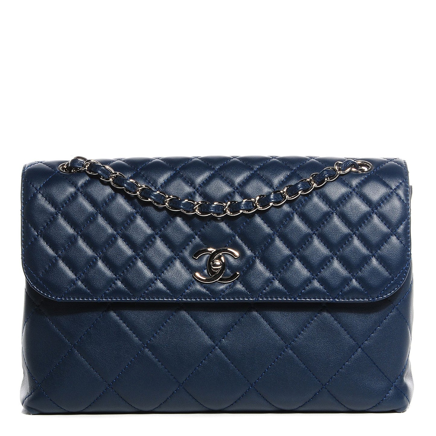 Calfskin Quilted In the Business Flap Dark Blue