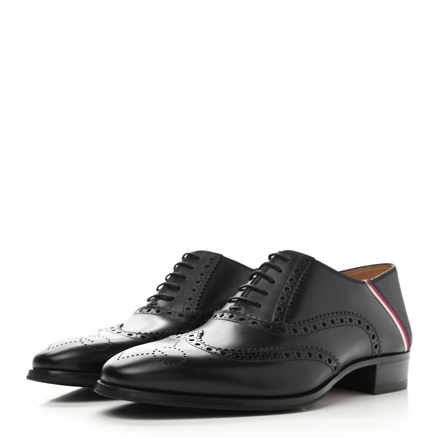 Gucci Calfskin Miro Soft Web Mens Spirit Wingtip Oxfords 6 Black 3 of 8