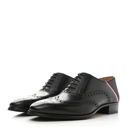 Gucci Calfskin Miro Soft Web Mens Spirit Wingtip Oxfords 6 Black 3 of 8