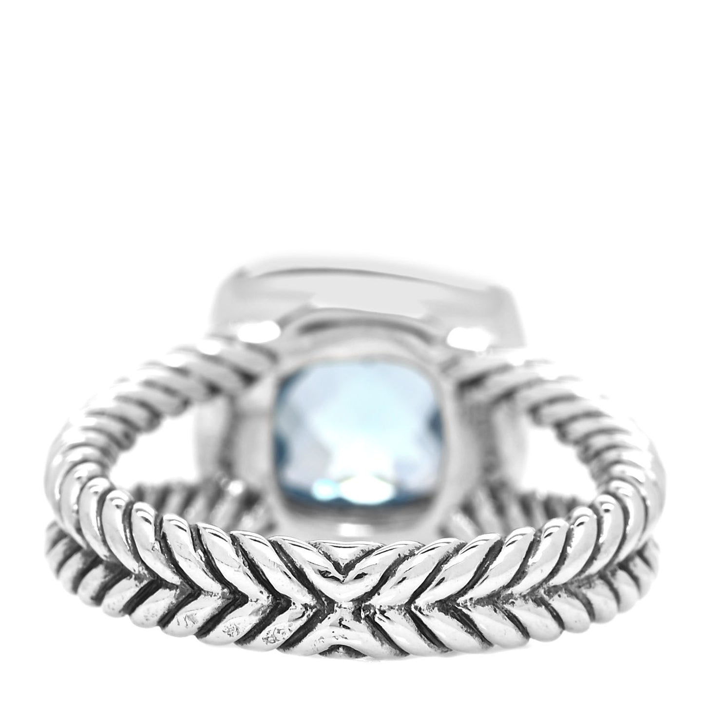 Sterling Silver Diamond Blue Topaz 7mm Petite Albion Ring 49 5