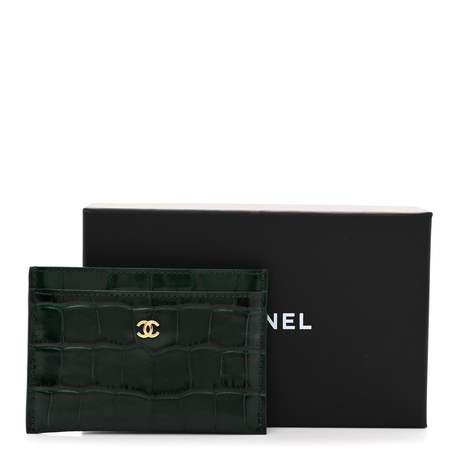 Chanel Calfskin Crocodile Embossed Crococo Card Holder Emerald 8 of 8