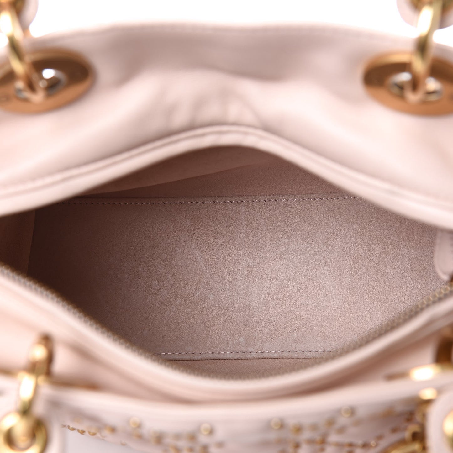 Calfskin Cannage Studded Medium Supple Lady Dior Light Pink