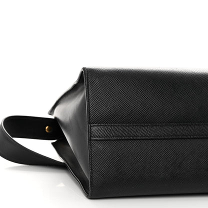 Prada Saffiano Cuir Calfskin Medium Monochrome Top Handle Tote Black 8 of 12