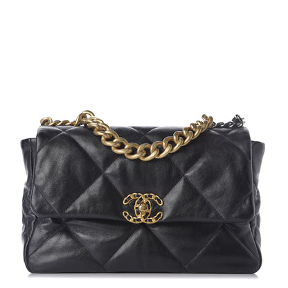 Chanel Lambskin Quilted Large 19 Flap Black 1 of 10