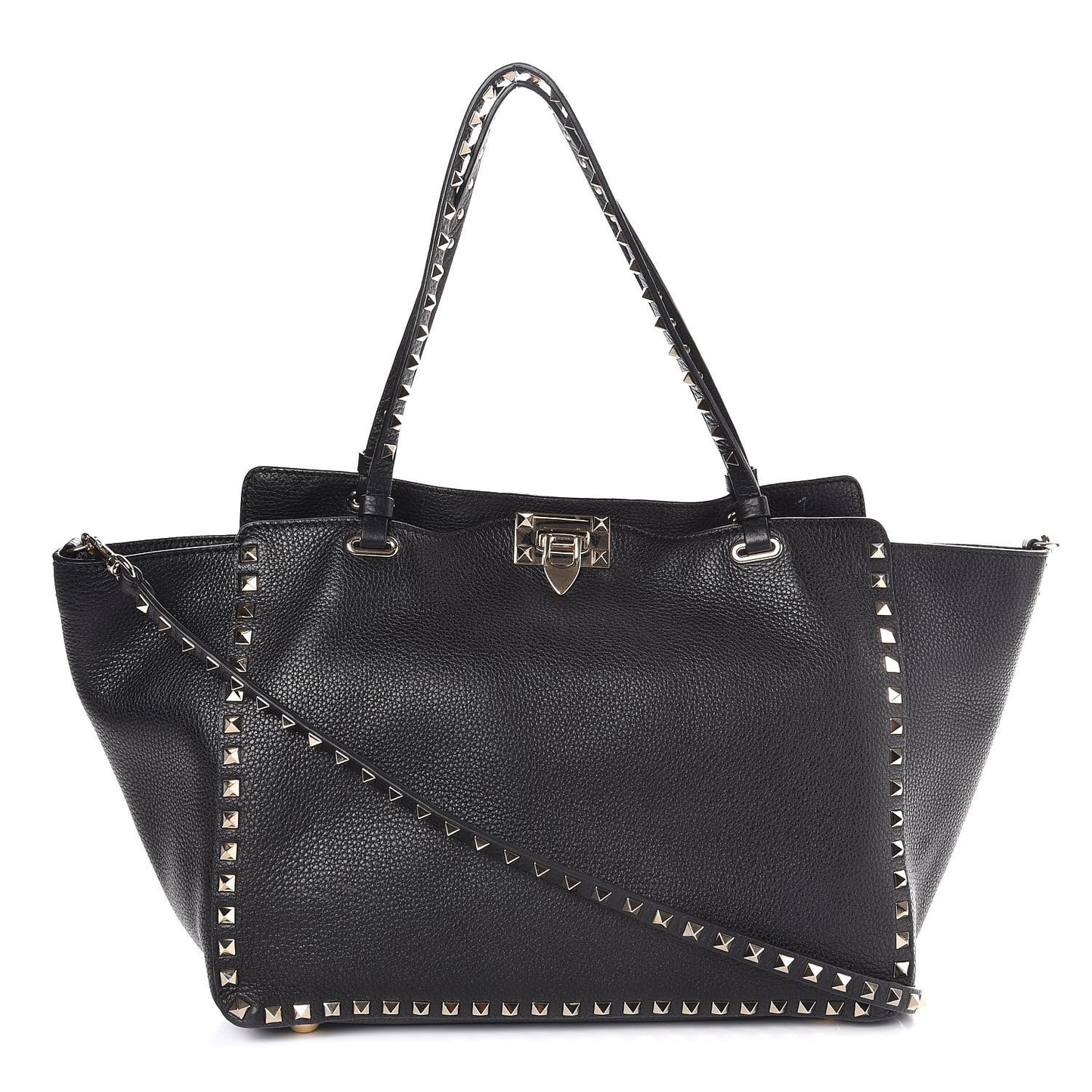 Alce Printed Calfskin Medium Rockstud Tote Black