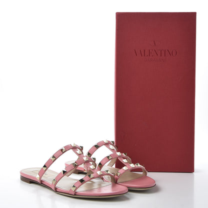 Valentino Garavani Nappa Rockstud Caged Flat Slide Sandals 36 Paradise Rose 9 of 9