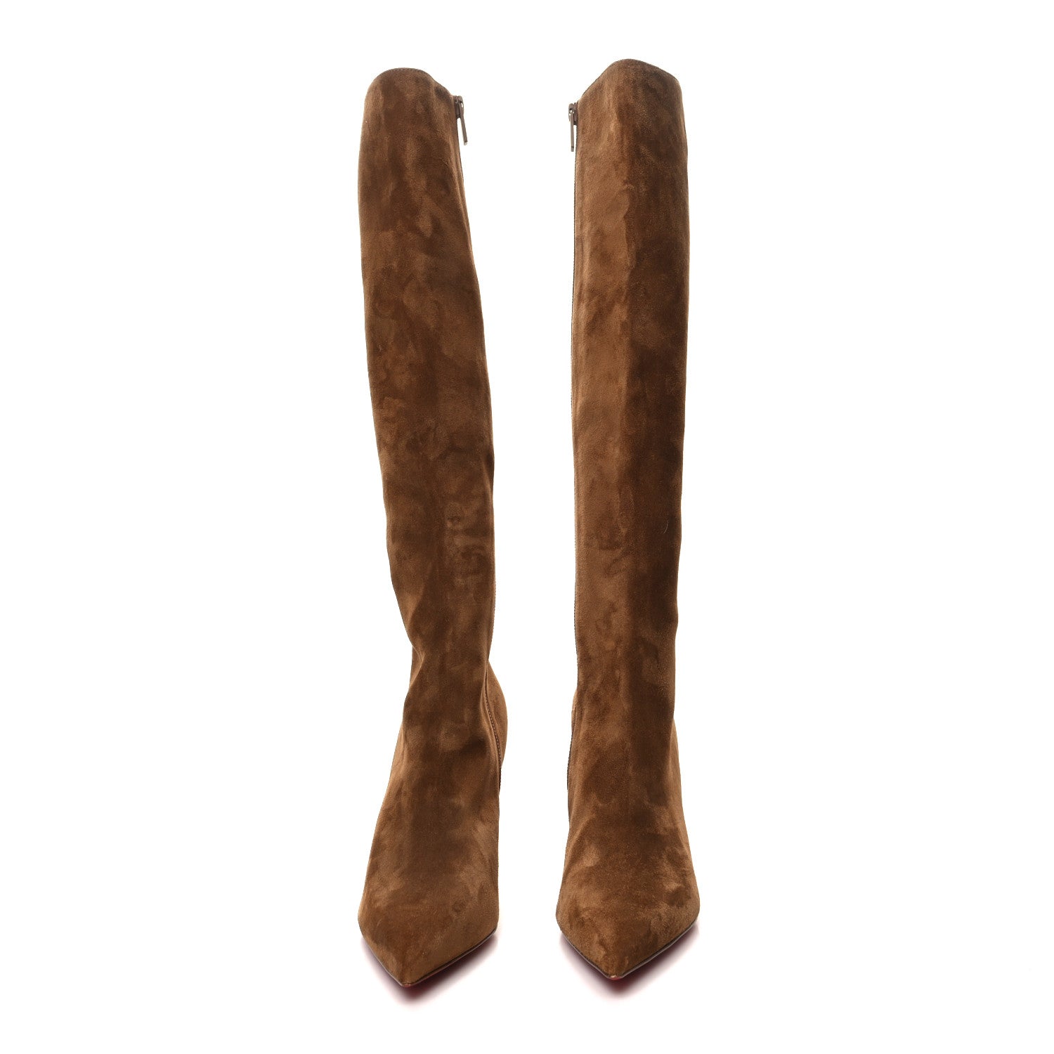 Christian Louboutin Suede Calfskin Condora Botta 85 Knee Boots 35 Brown 2 of 6