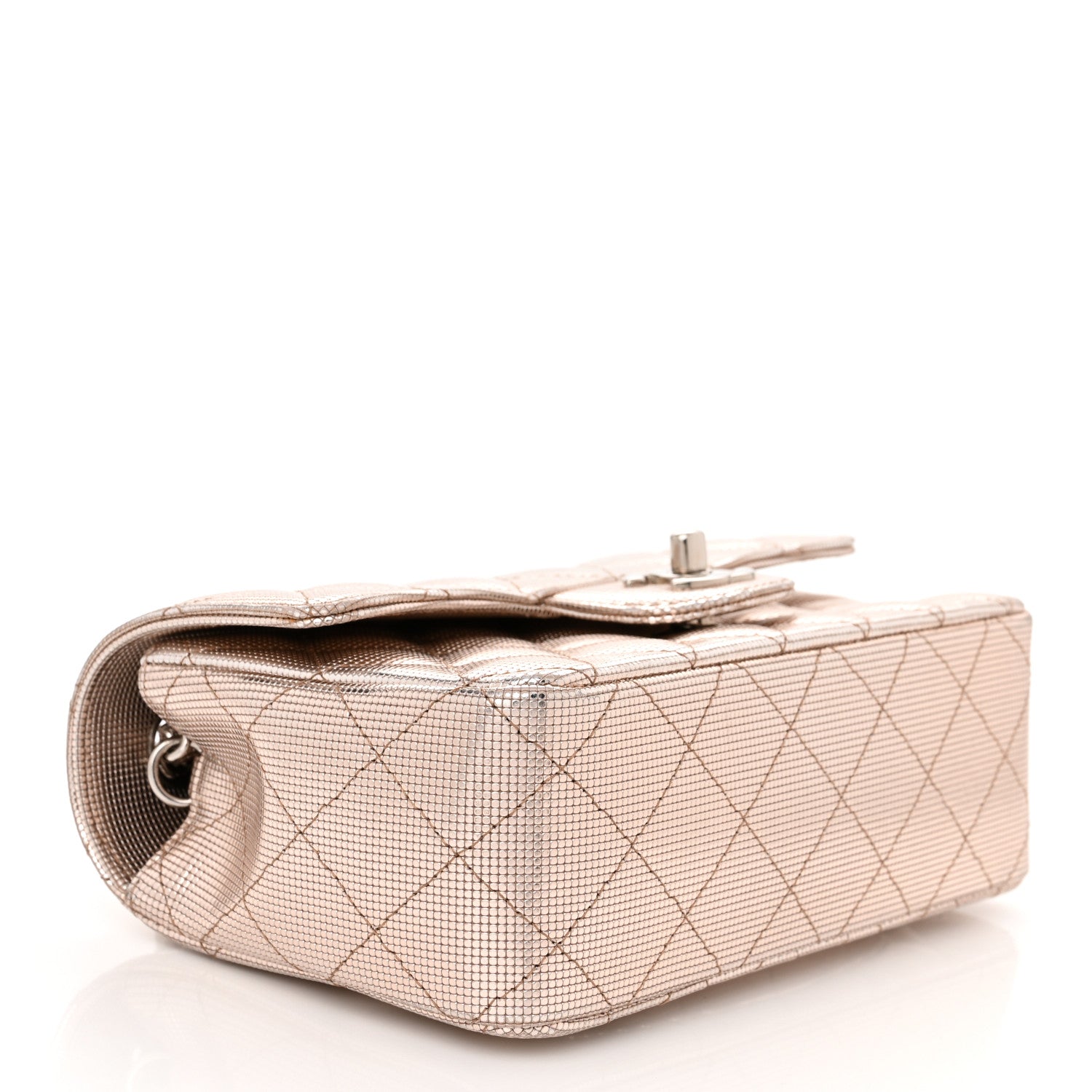 Chanel Metallic Calfskin Quilted Pixel Effect Mini Rectangular Flap Pink Gold 4 of 11