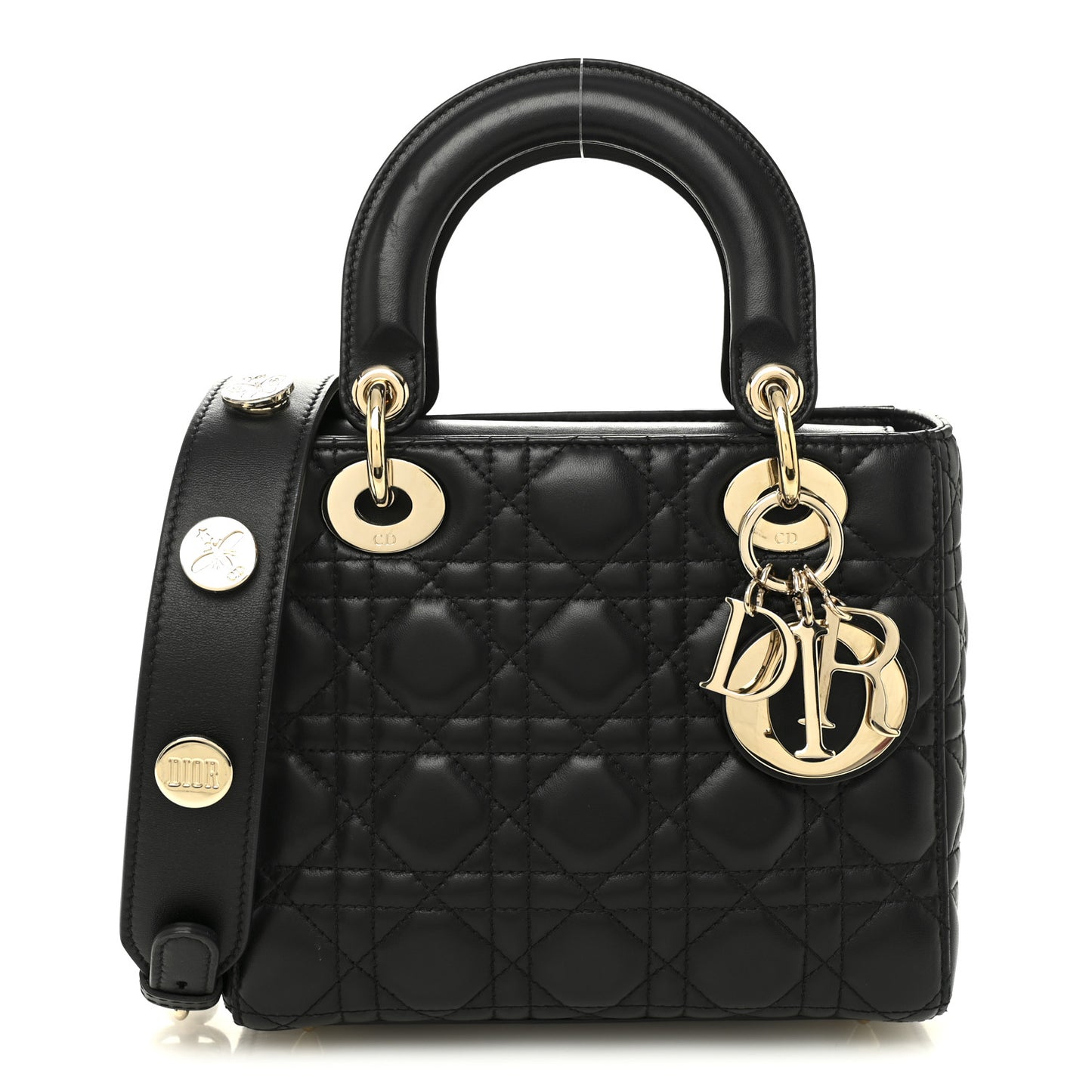 Lambskin Cannage Small Lucky Badges My Lady Dior Black