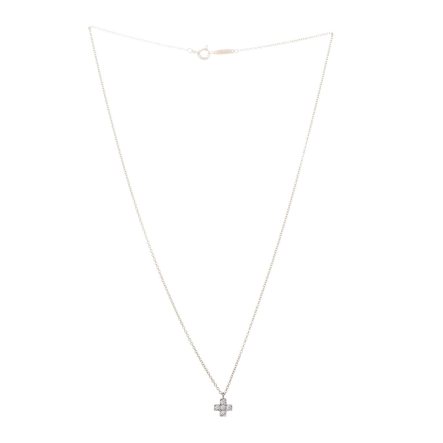 Tiffany 18K Yellow Gold Platinum Diamond Cruciform Cross Pendant Necklace 3 of 7