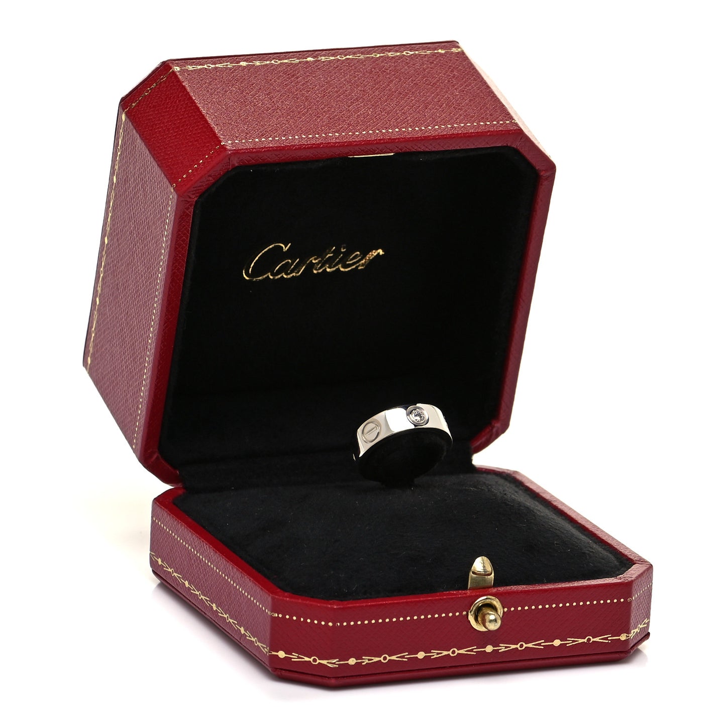18K White Gold 3 Diamond 5.5mm LOVE Ring 46 3.75