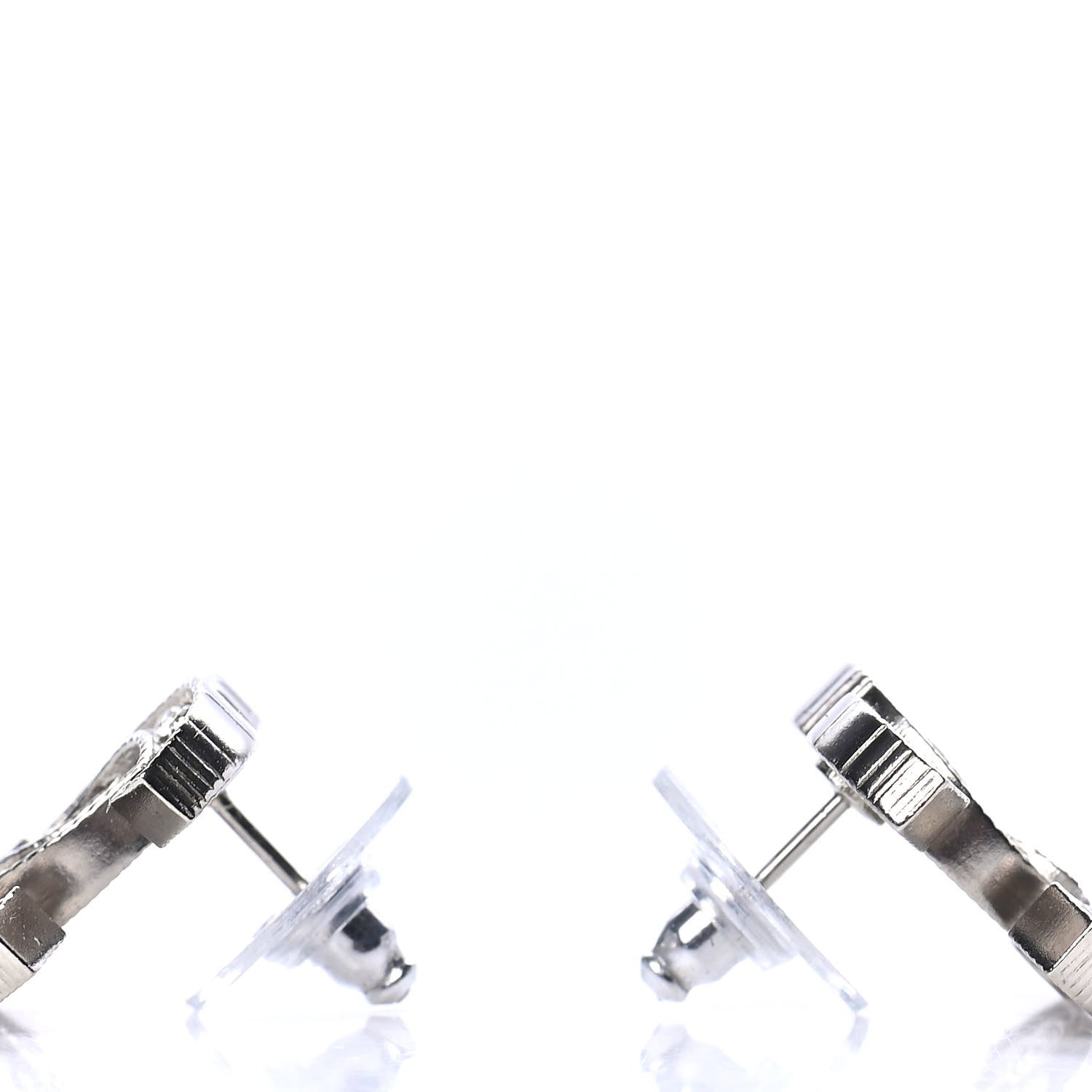 Chanel Crystal CC Earrings Silver 3 of 4