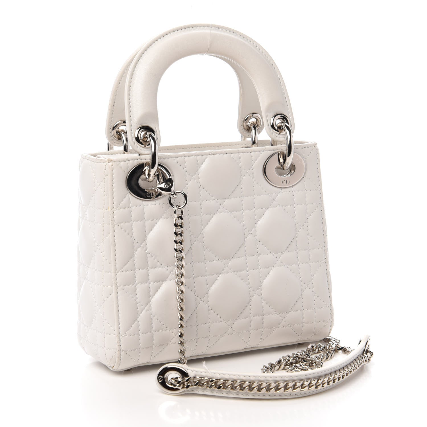 Christian Dior Lambskin Cannage Mini Lady Dior White 3 of 12