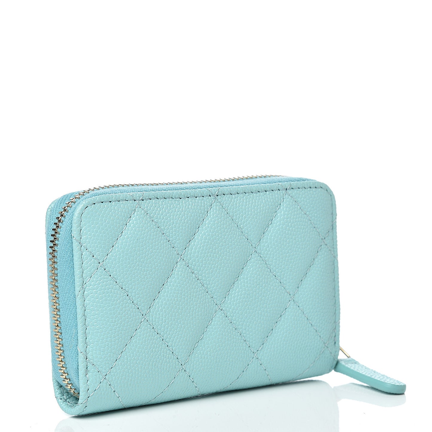 Caviar Quilted Zip Coin Purse Light Blue