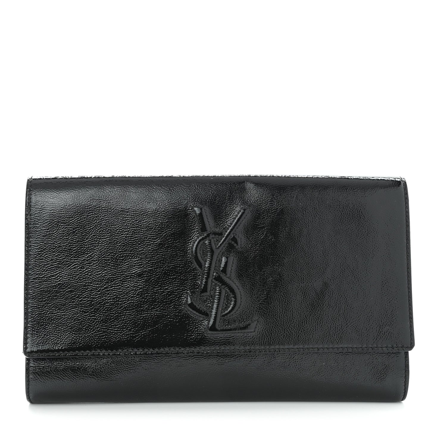 Textured Patent Monogram Belle De Jour Clutch Black