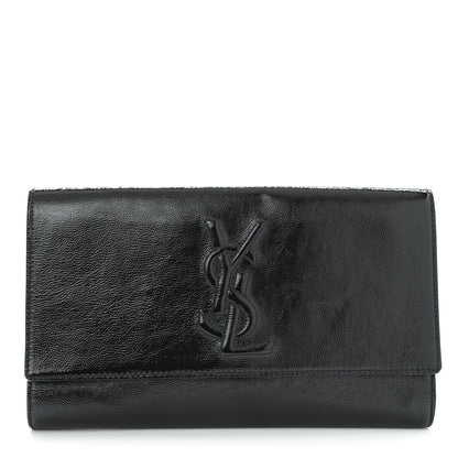 Saint Laurent Textured Patent Monogram Belle De Jour Clutch Black 1 of 8