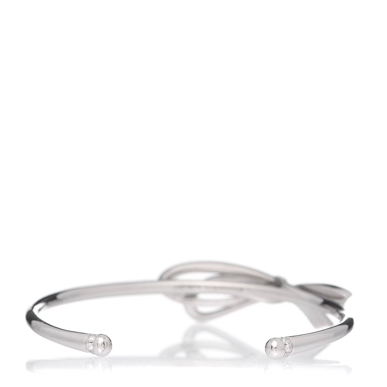 Tiffany 18K White Gold Diamond Medium Bow Cuff Bracelet 3 of 5