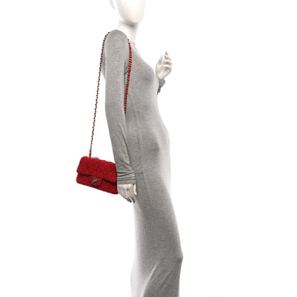 Chanel Tweed Quilted Mini Rectangular Flap Red Grey 2 of 10