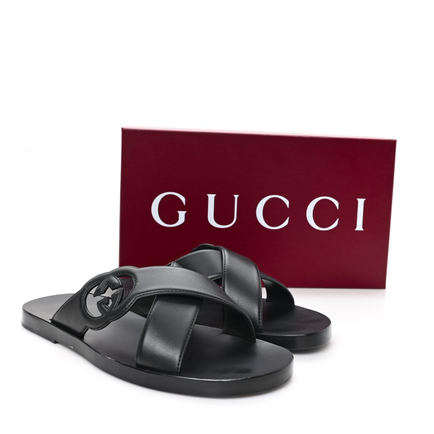 Cosmos Softy Calfskin Interlocking G Sandals 12 Black
