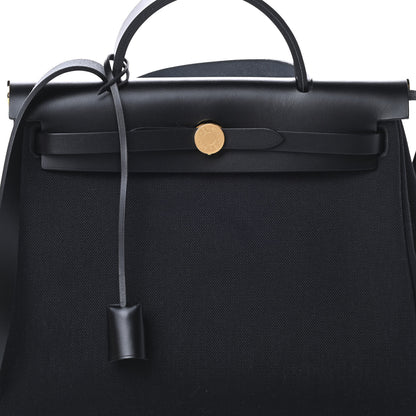Hermes Military Toile Vache Hunter Herbag Zip PM 31 Black 9 of 12