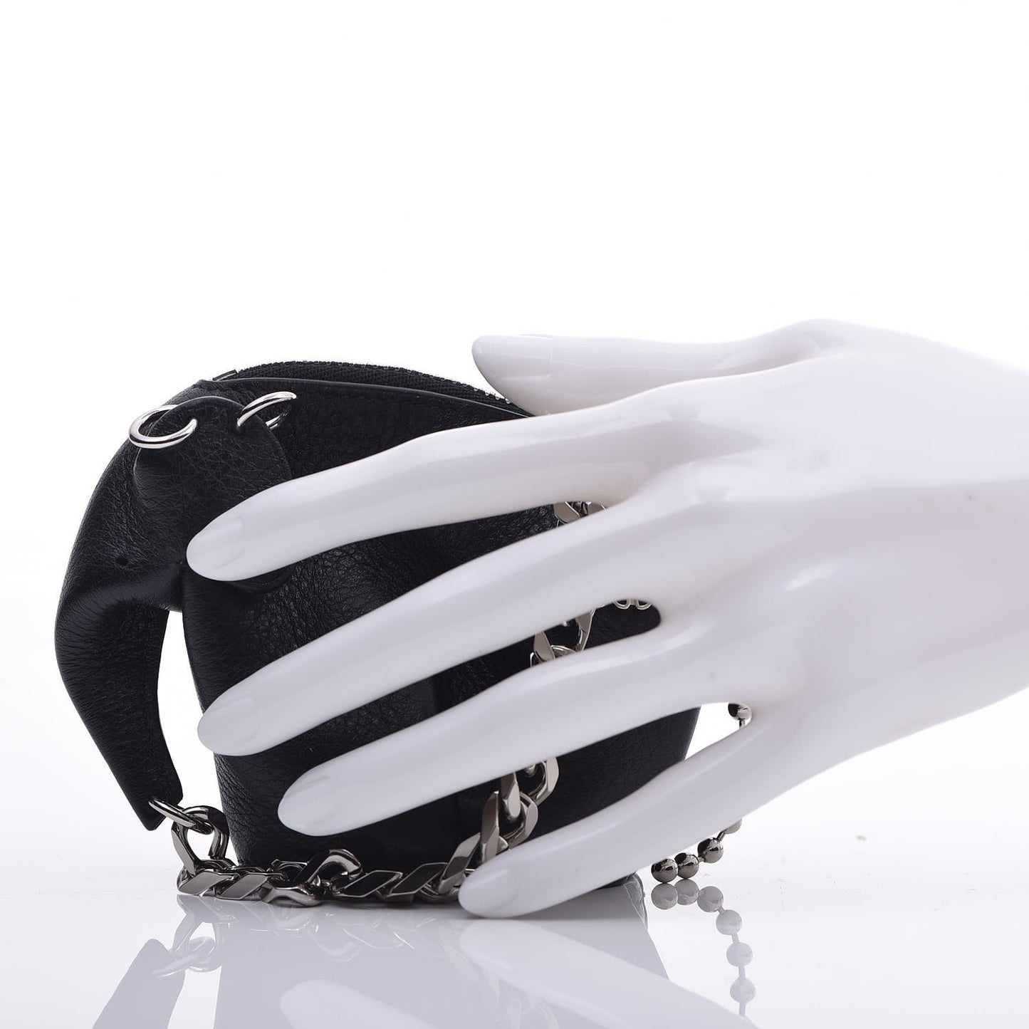 Calfskin Mini Punk Elephant Coin Purse Bag Charm Black