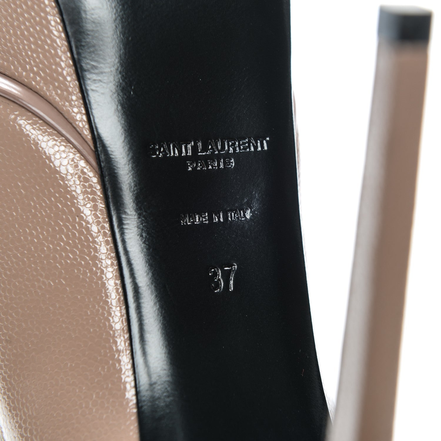 Saint Laurent Pebbled Patent Calfskin Janis 105 Platform Pumps 37 Fard 6 of 7