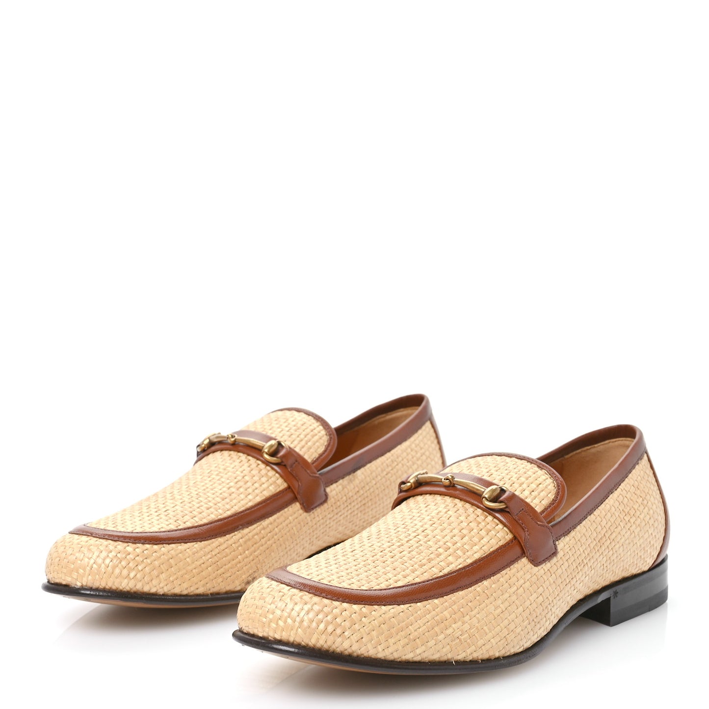 Straw Goatskin Horsebit Mens Loafers 8 Natural