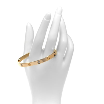 Cartier 18K Yellow Gold 4 Diamond LOVE Bracelet 19 2 of 7
