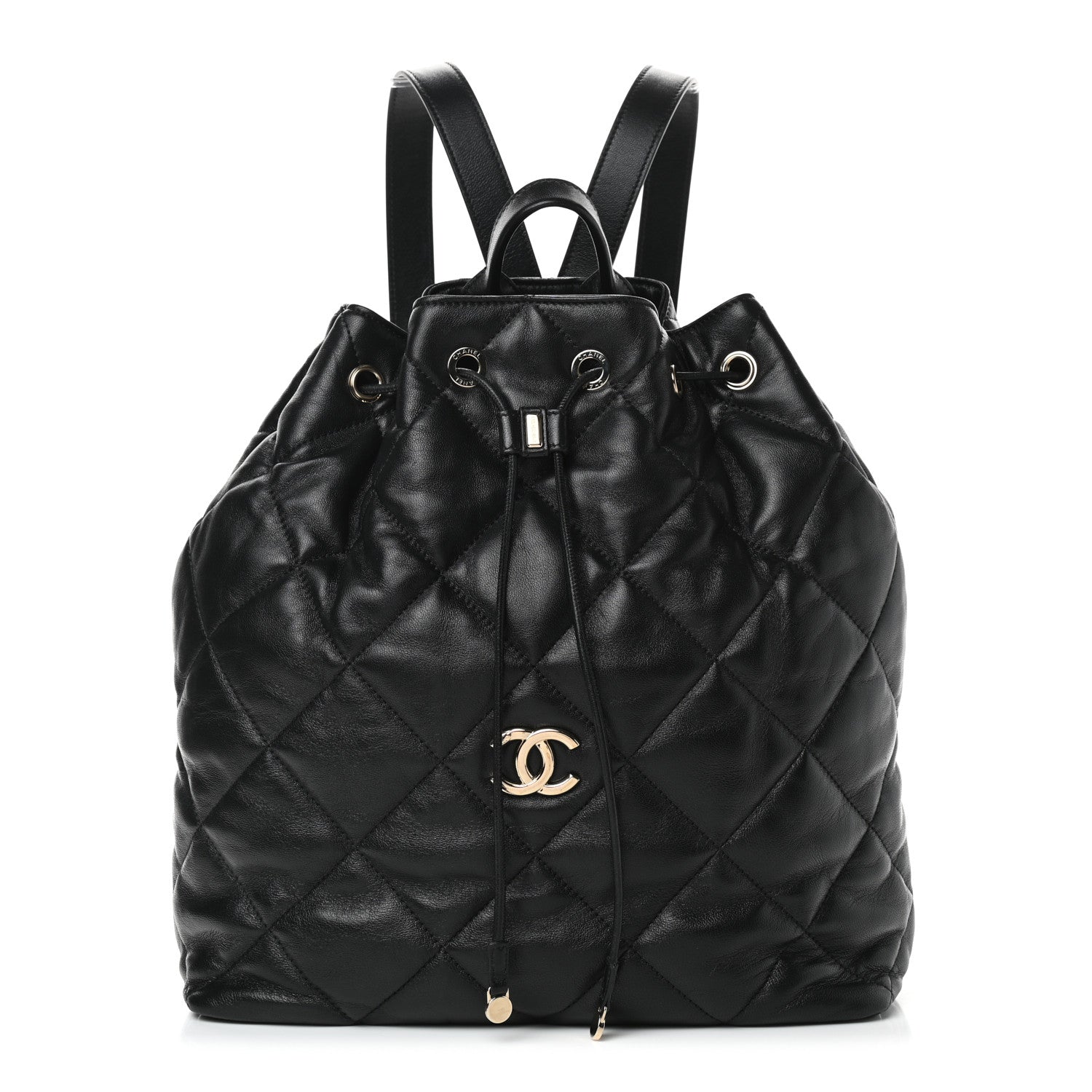 Chanel Lambskin Quilted Drawstring Backpack Black 1 of 8