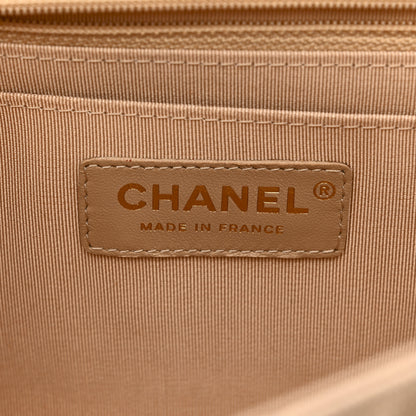 Chanel Metallic Caviar Chevron Quilted Medium Statement Flap Beige 6 of 11