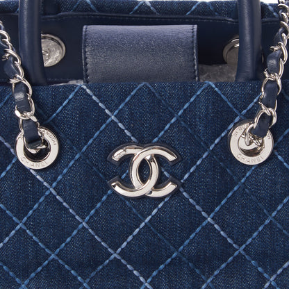 Chanel Denim Quilted Medium Coco Handle Shopping Tote Blue 8 of 10