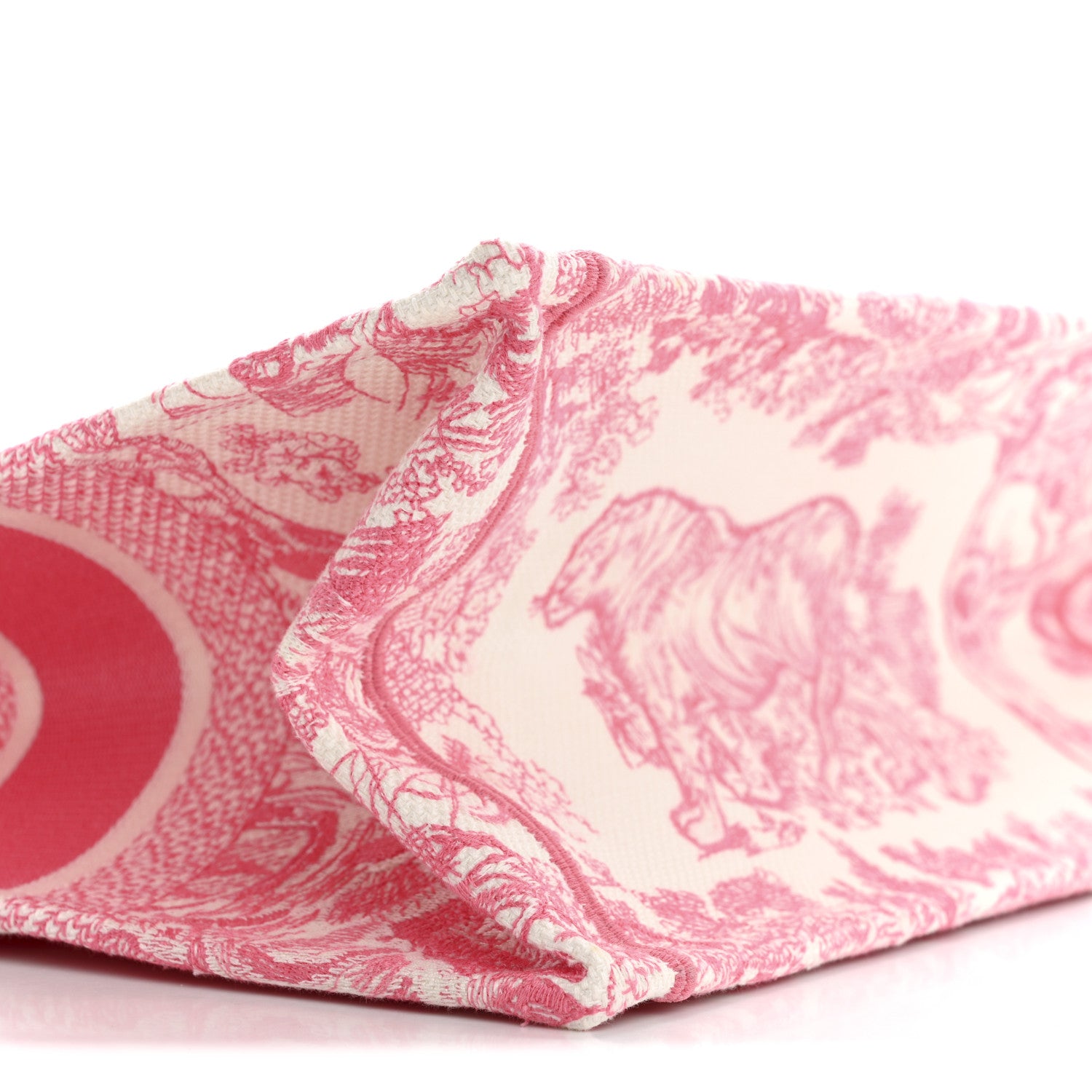 Christian Dior Canvas Embroidered Medium Dioriviera Toile De Jouy Book Tote Peony Pink 9 of 12