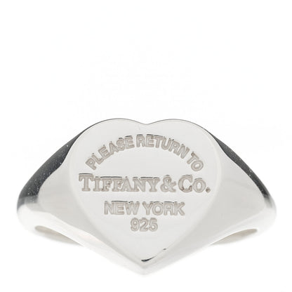Tiffany Sterling Silver Return to Tiffany Heart Signet Ring 49 5 1 of 3