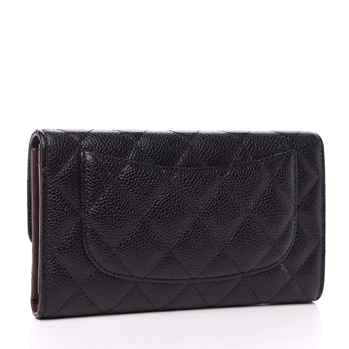 Caviar Quilted Large Flap Wallet Black