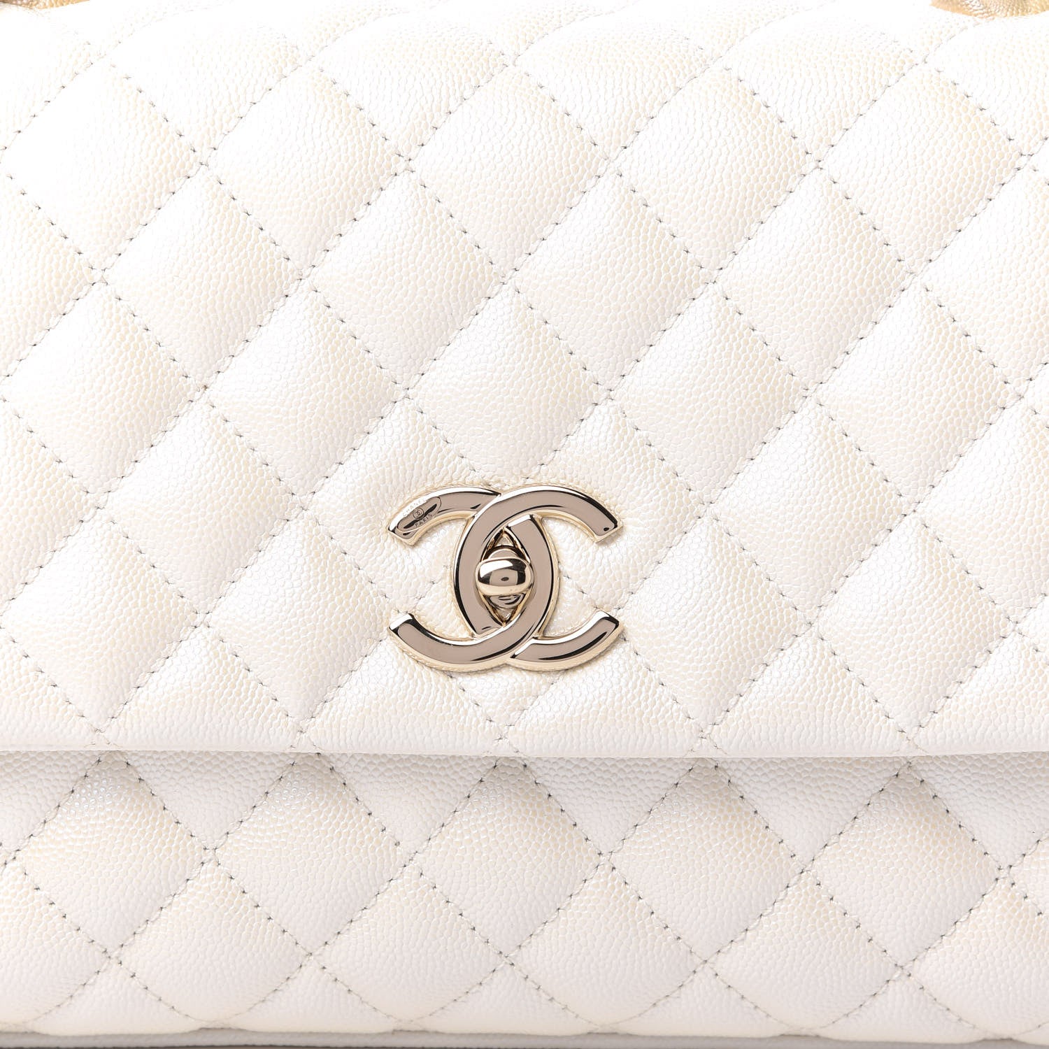 Chanel Iridescent Caviar Quilted Small Coco Handle Flap White 11 of 12